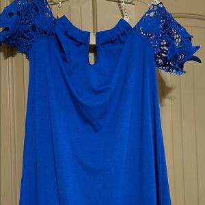 Just USA Royal Blue Maxi Dress with Lace Sleeves